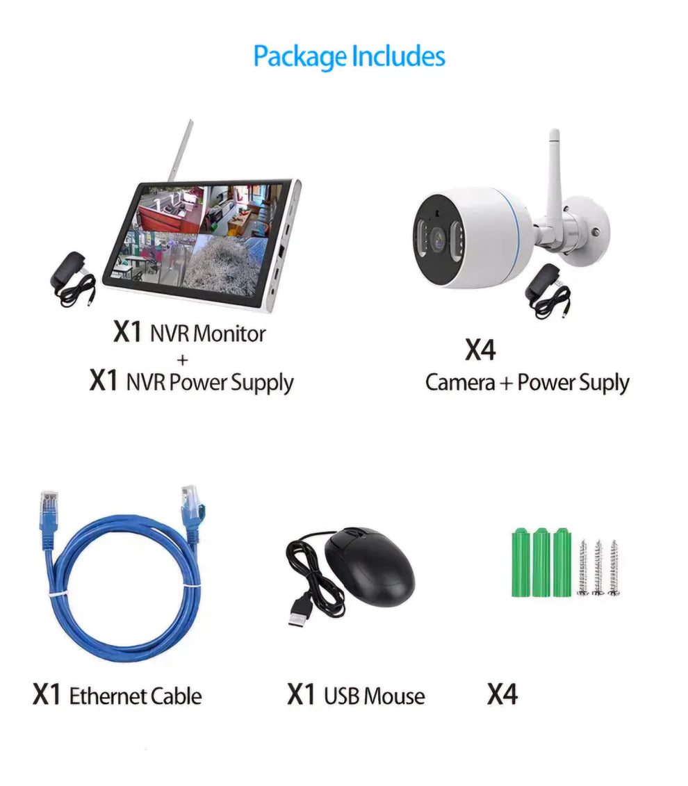 10.1" NVR Sistem za Nadgledanje s 4 Kamere