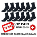 12 Pari Pamučnih Medicinskih Čarapa bez Gumice