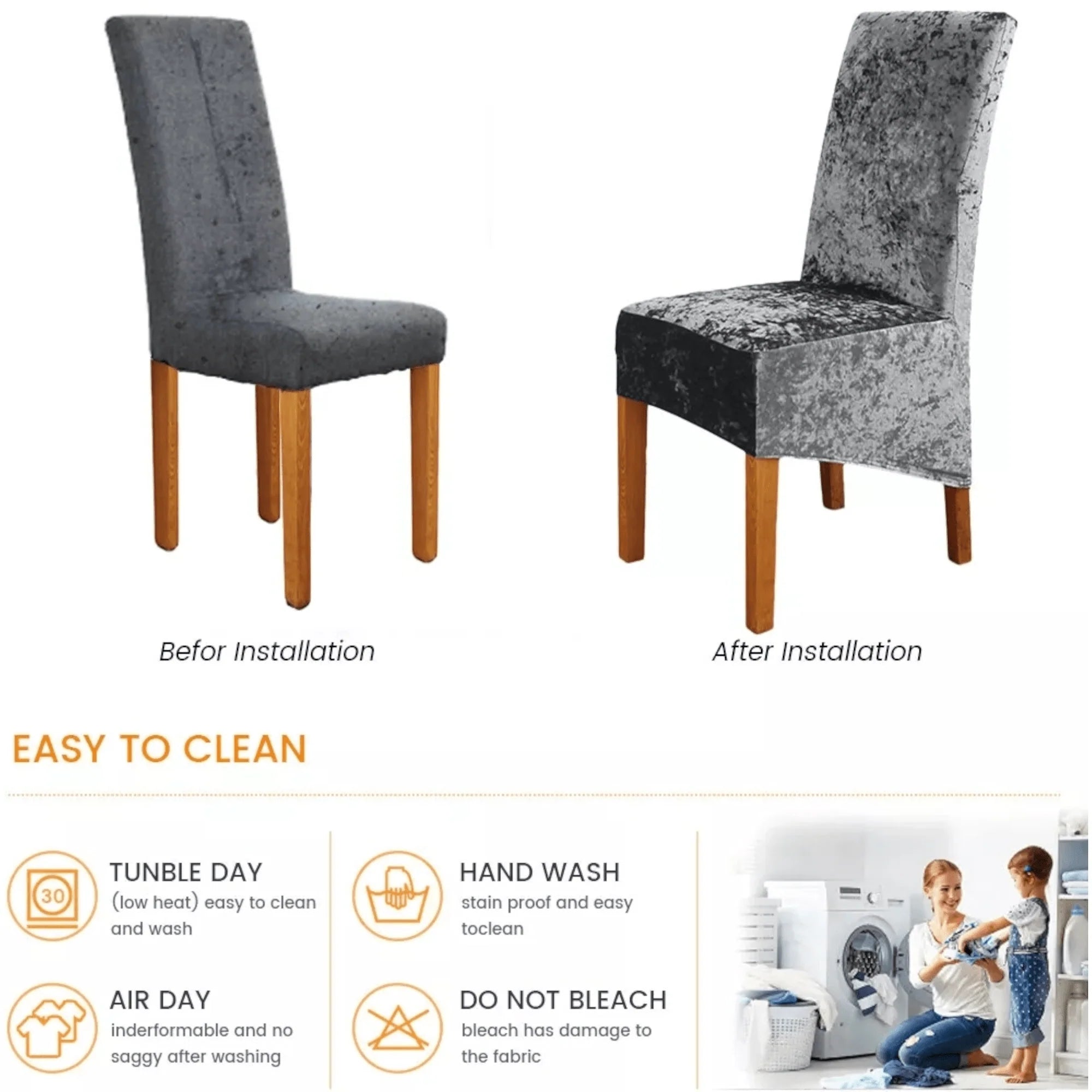 Set od 2 luksuzne baršunaste navlake za stolice XL