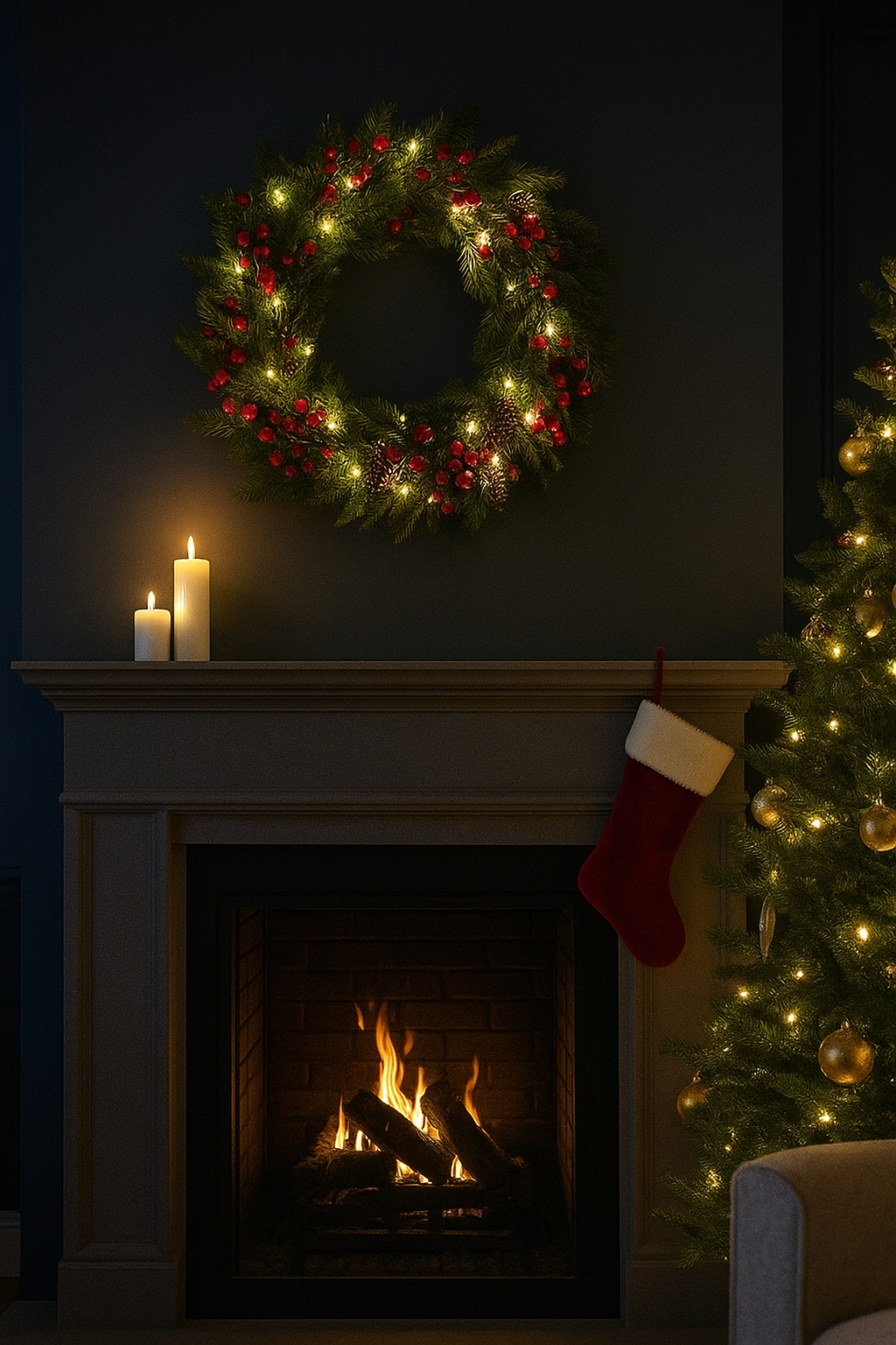 UKRASNI VIJENAC SA LED SIJALICAMA NA BATERIJE – PRAZNIČNA ELEGANCIJA KOJA SVIJETLI! 🎄