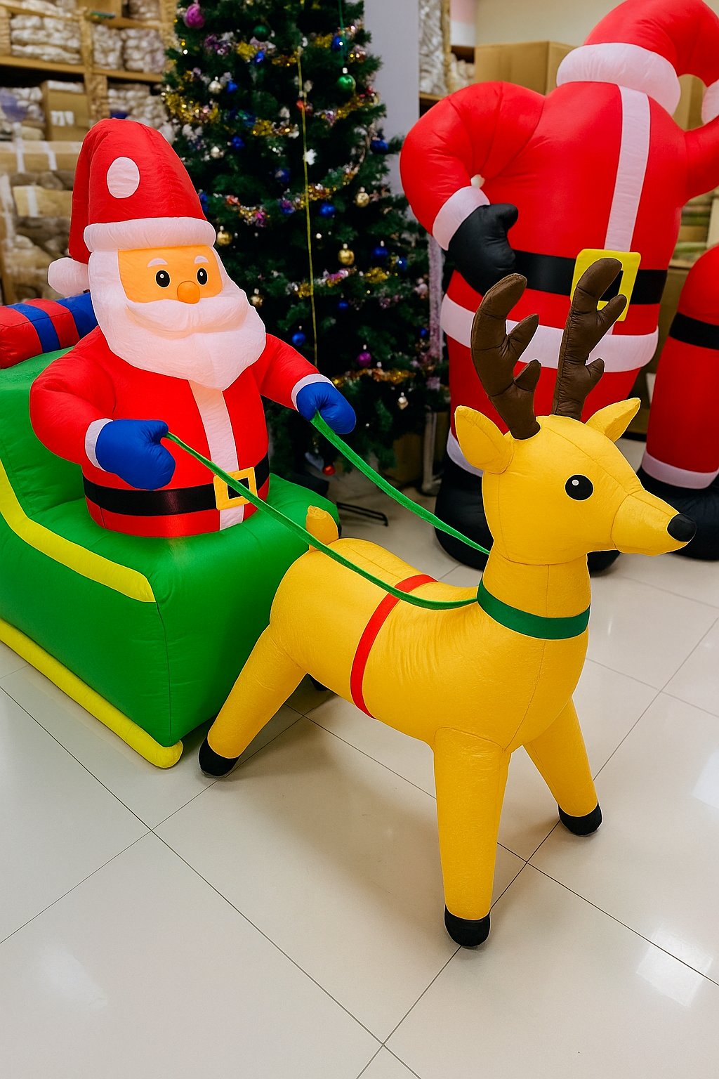 DJED MRAZ NA NAPUHAVANJE SA KOČIJOM I IRVASOM – SPEKTAKULARNA PRAZNIČNA DEKORACIJA! 🎄