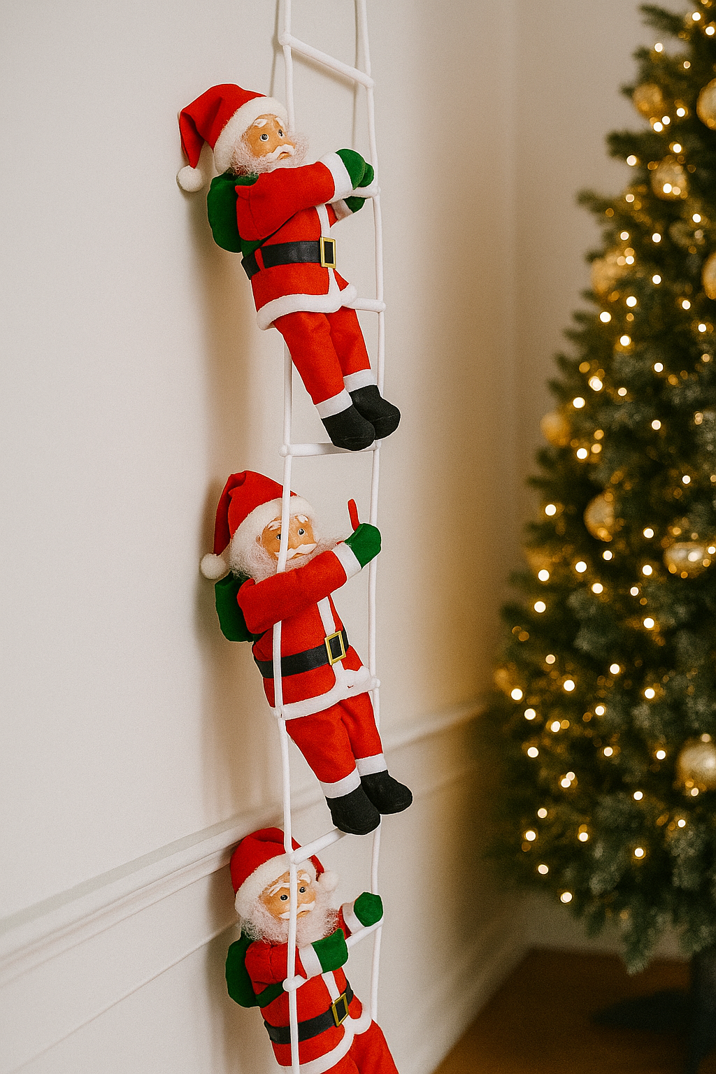 DJED MRAZ NA LJESTVAMA 3u1 – PRAZNIČNI UKRAS KOJI OSVAJA NA PRVI POGLED! 🎄✨