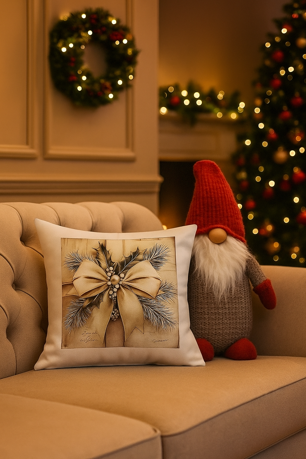 PRAZNIČNI JASTUK 43×43 CM – UDOBNOST I ČAROLIJA U JEDNOM! ✨🎁