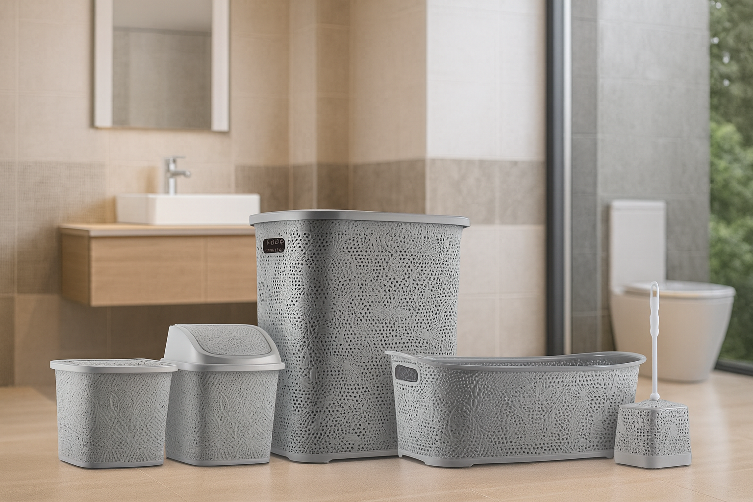 LUKSUZNI SET KORPI ZA KUPATILO 5u1 – RED, STIL I PRAKTIČNOST! ✨🧺