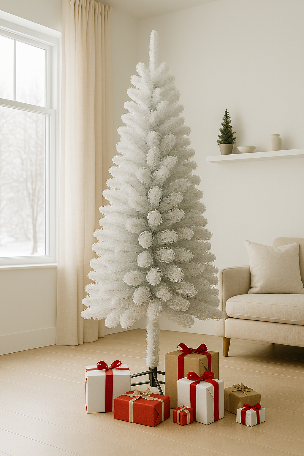 ❄️ Bijela Božićna Jelka – Elegancija, Sjaj i Zimska Čarolija