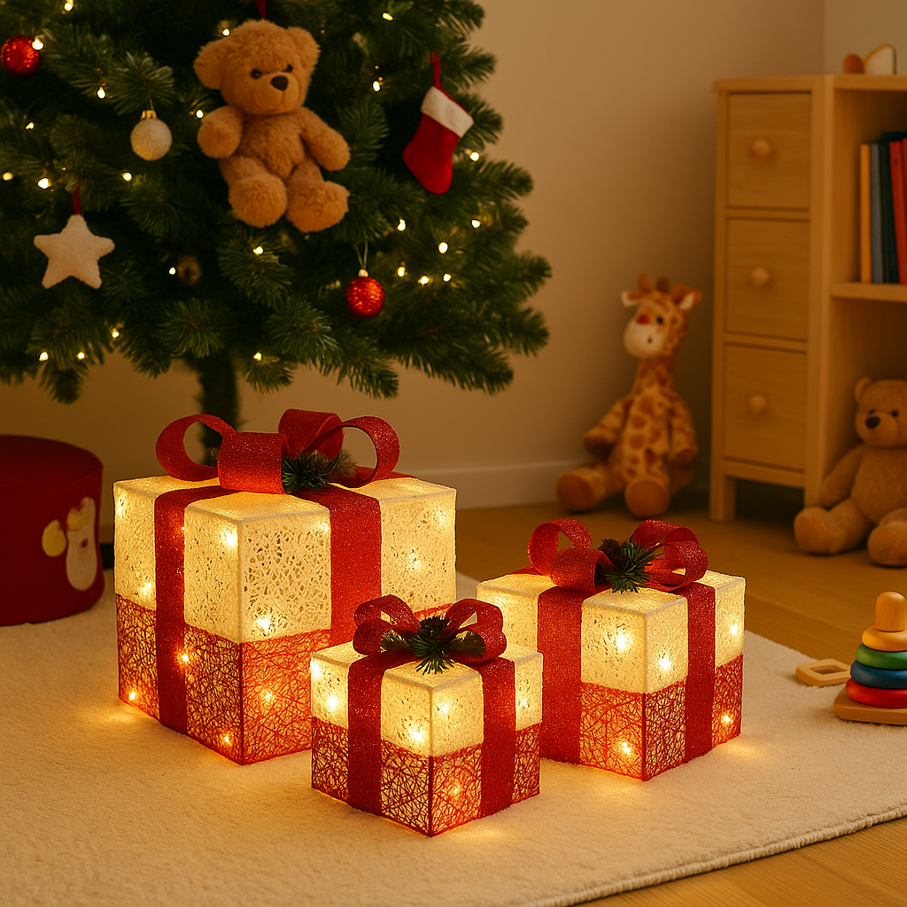 🎁 Svjetleće Poklon Kutije 3/1 – Praznični LED Ukras