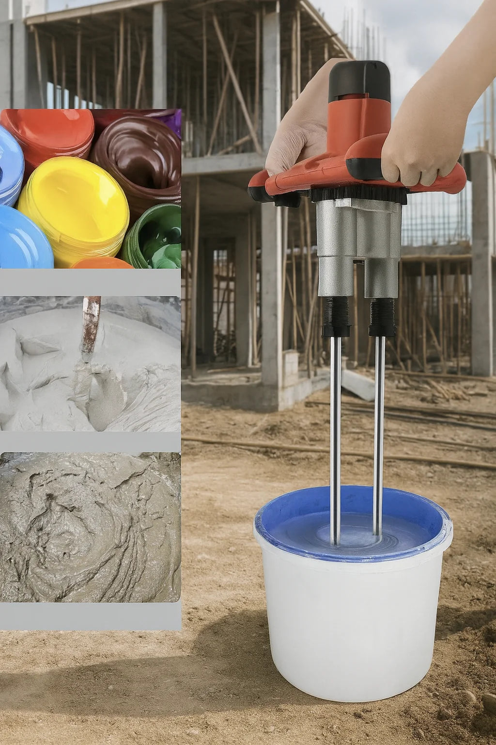 🔩 Dupli Električni Mikser za Miješanje Ljepila, Boja, Betona – 2800W Snage!