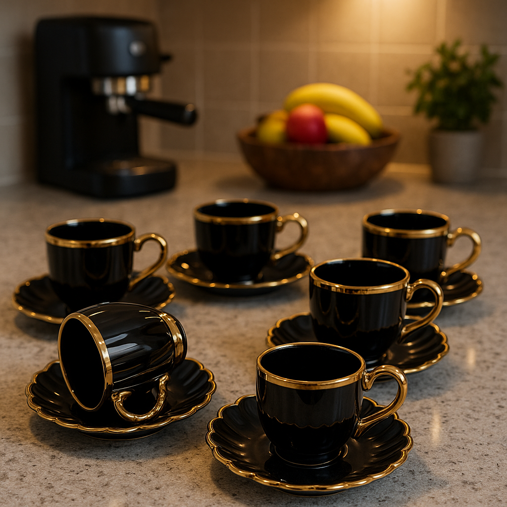 ☕ Set Šoljica za Kafu sa Podmetačima – 6 Komada | Keramika Premium Kvaliteta