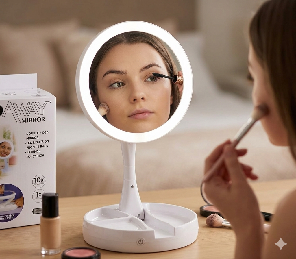 💄 Foldable USB LED Makeup Mirror – Sklopivo ogledalo sa LED svjetlom