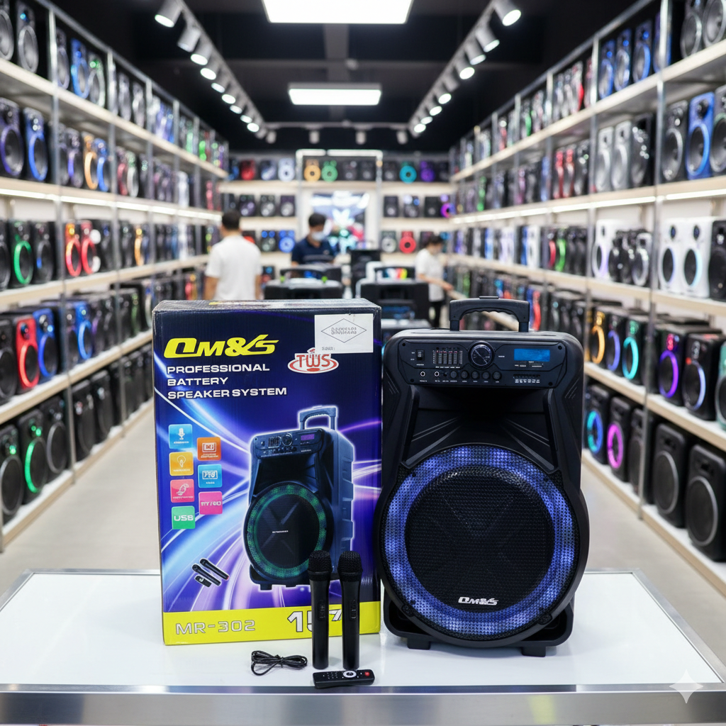 🔊🔥 MEIRENDE MR-302 – KARAOKE ZVUČNIK 2500W | 15” PARTY STUB + 2 BEŽIČNA MIKROFONA 🎤