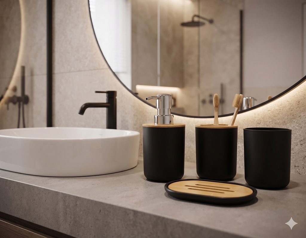 🛁 4u1 SET ZA KUPATILO – STIL, RED I PRAKTIČNOST NA JEDNOM MJESTU