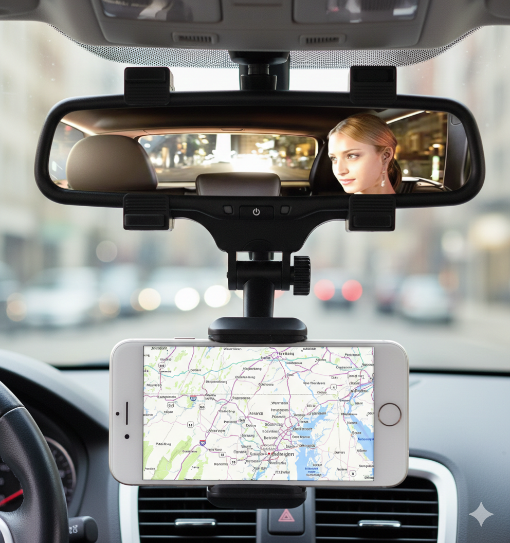 🚗📱 UNIVERSALNI DRŽAČ ZA MOBITEL – MONTAŽA NA RETROVIZOR