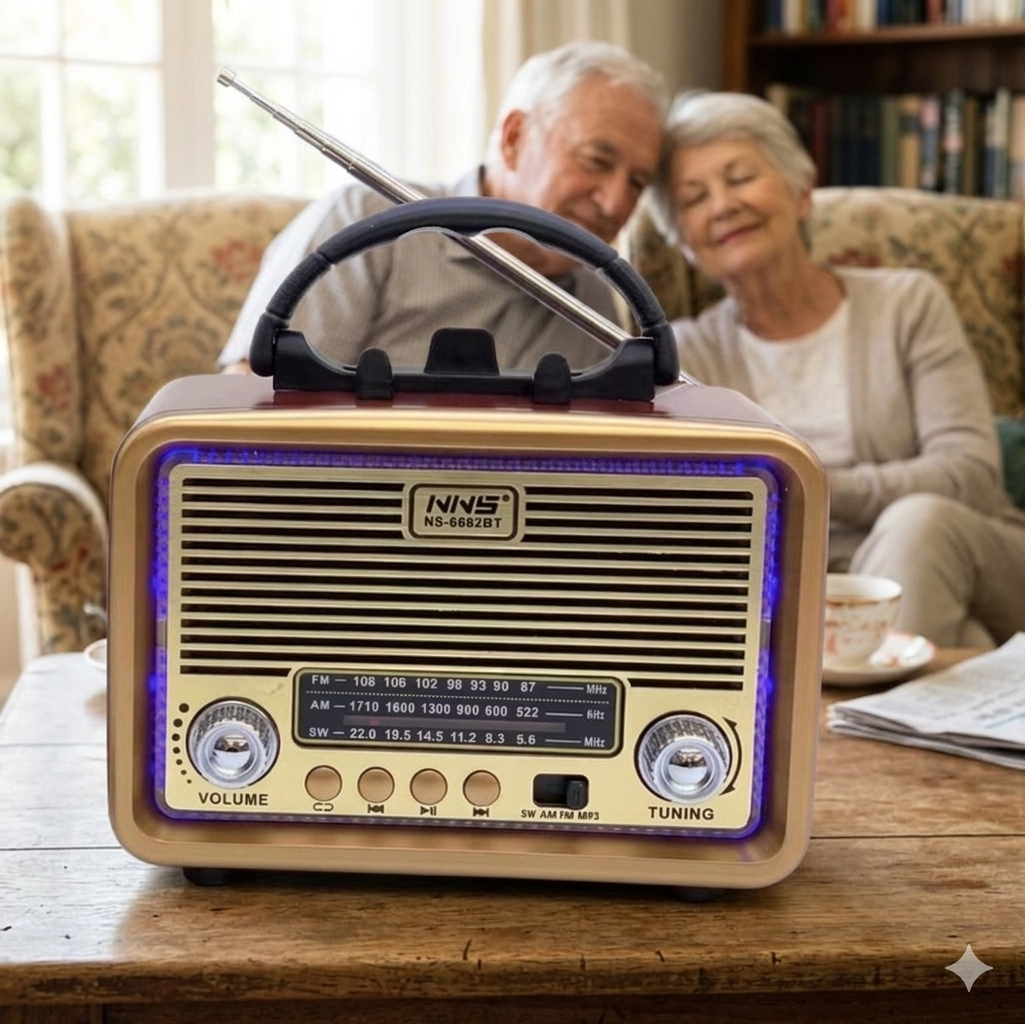 🔥 VINTAGE DRVENI BLUETOOTH ZVUČNIK SA RADIJEM I SVJETLOM – RETRO STIL, MODERAN ZVUK 🔥