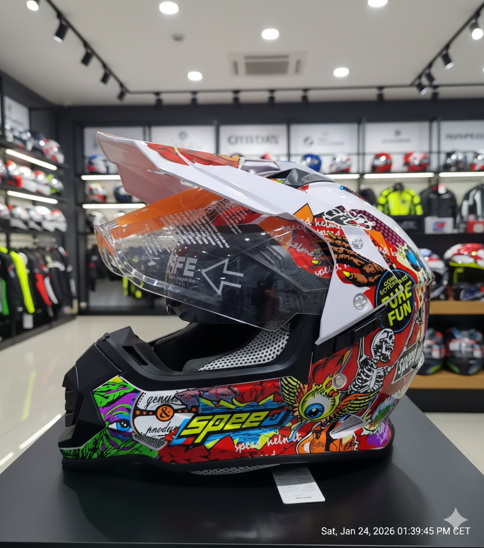 🏍️🔥 CROSS KACIGA ZA MOTOR SA INTEGRISANIM NAOČARIMA – VELIČINA XL 🔥🏍️