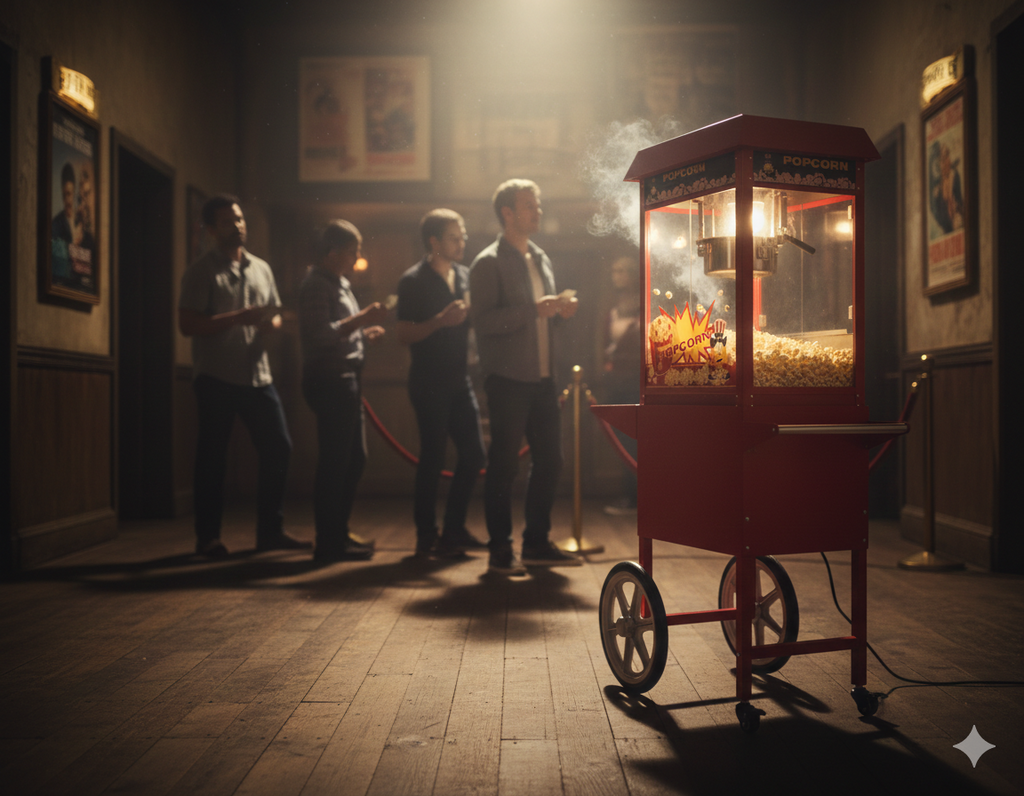 🍿🔥 PROFESIONALNA MAŠINA ZA KOKICE S KOLICIMA – ROYAL CATERING 8 OZ / 1500 W 🔥🍿