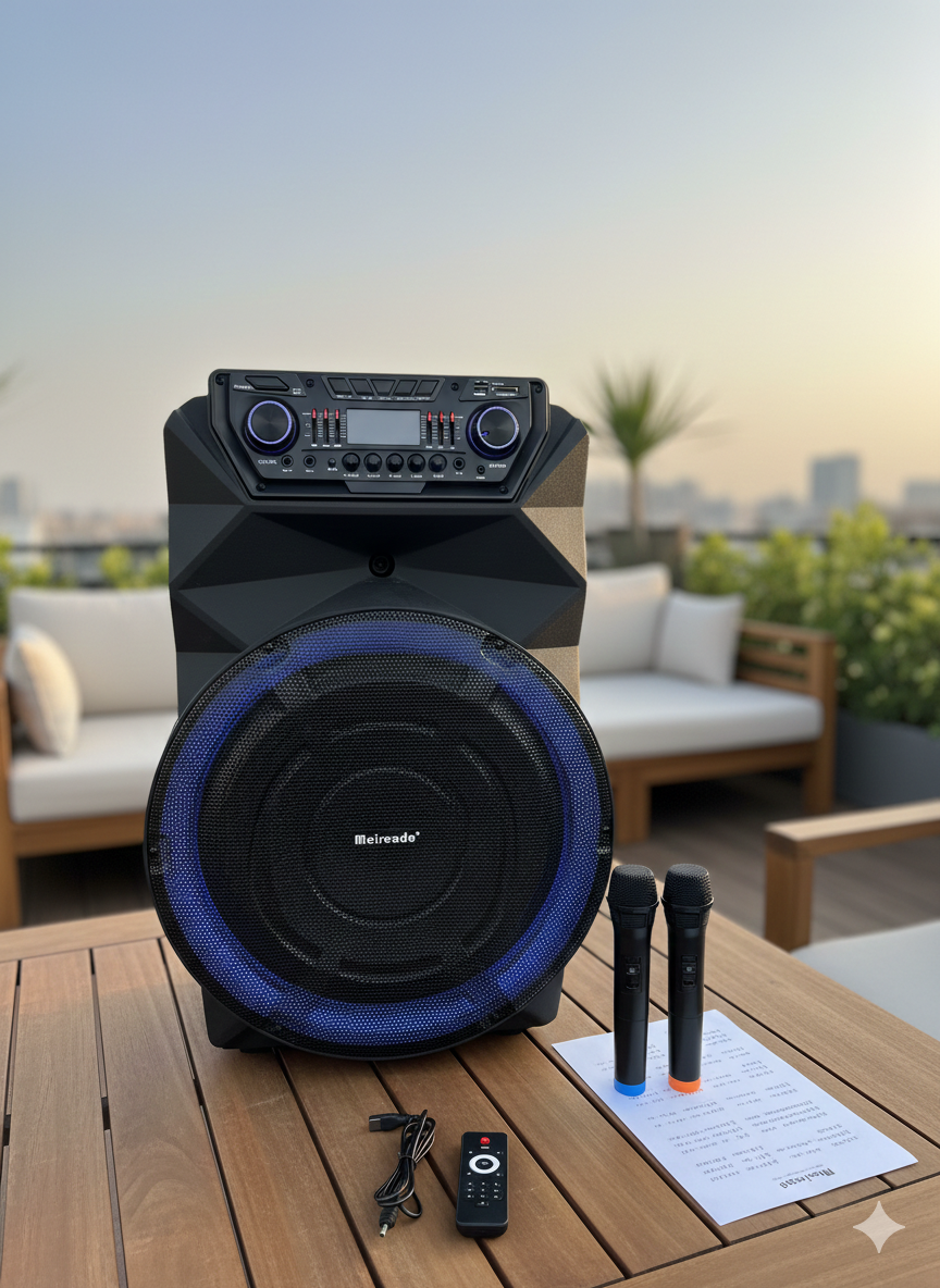 🔊🔥 BLUETOOTH ZVUČNIK MEIRENDE 18” – 3000W | 2 BEŽIČNA MIKROFONA | PARTY MONSTER 🎤