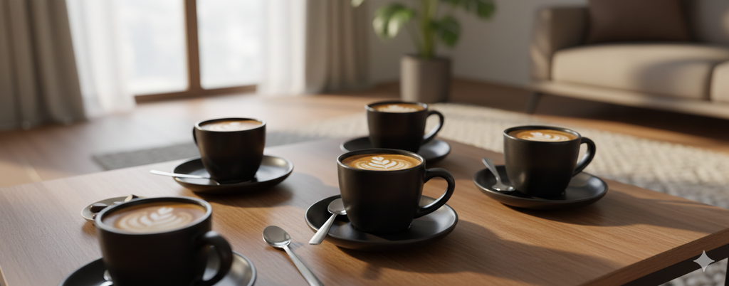 ☕ ELEGANTNI SET ŠOLJICA ZA ČAJ I KAFU 12/1 – CRNA BOJA