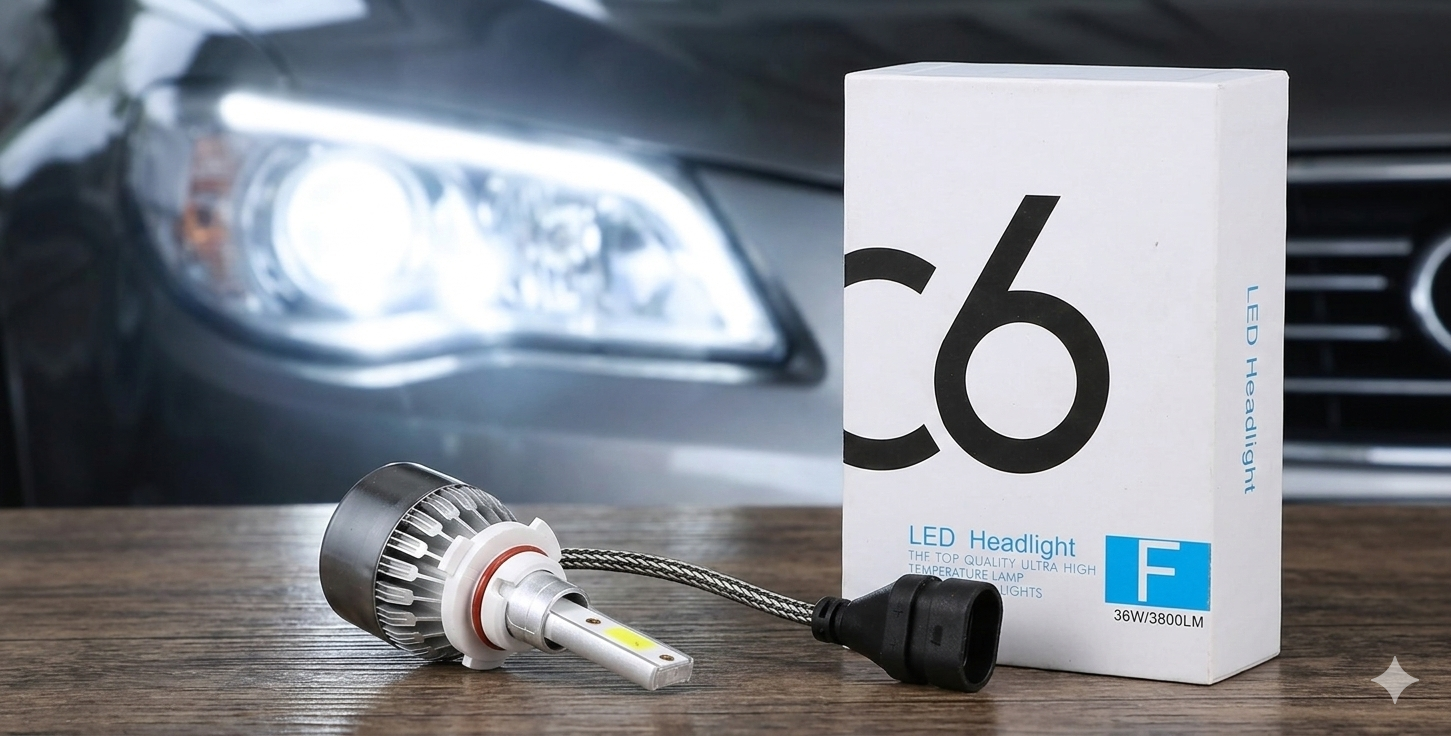 🔥 C6 LED SIJALICE ZA AUTO – 6000K SUPER BIJELO SVJETLO (H4 / H7 / H11) 🔥