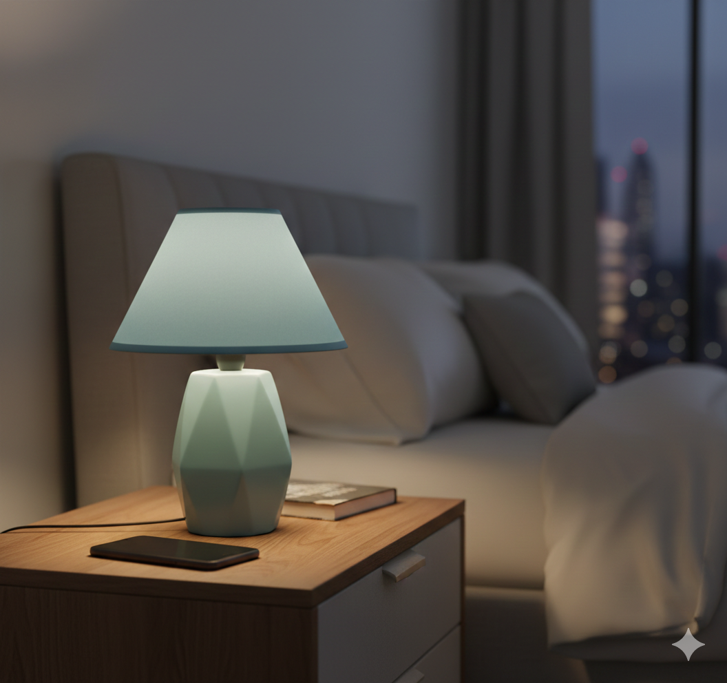 💙 ELEGANTNA DEKORATIVNA KERAMIČKA STOLNA LAMPA – SKANDINAVSKI DIZAJN ✨