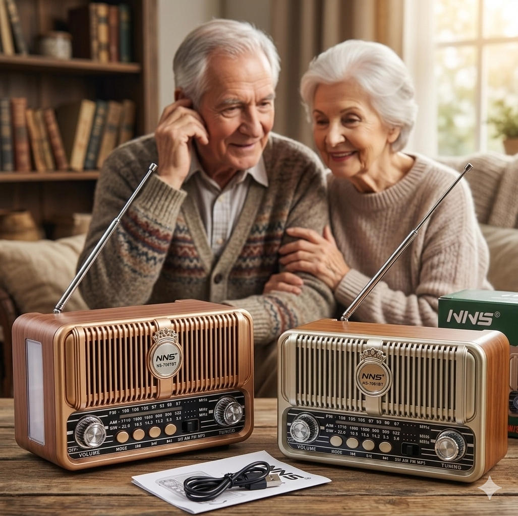 🔥 RETRO RADIO ZVUČNIK NNS NS-7081BT – FM/AM RADIO + BLUETOOTH + LED LAMPA 🔥