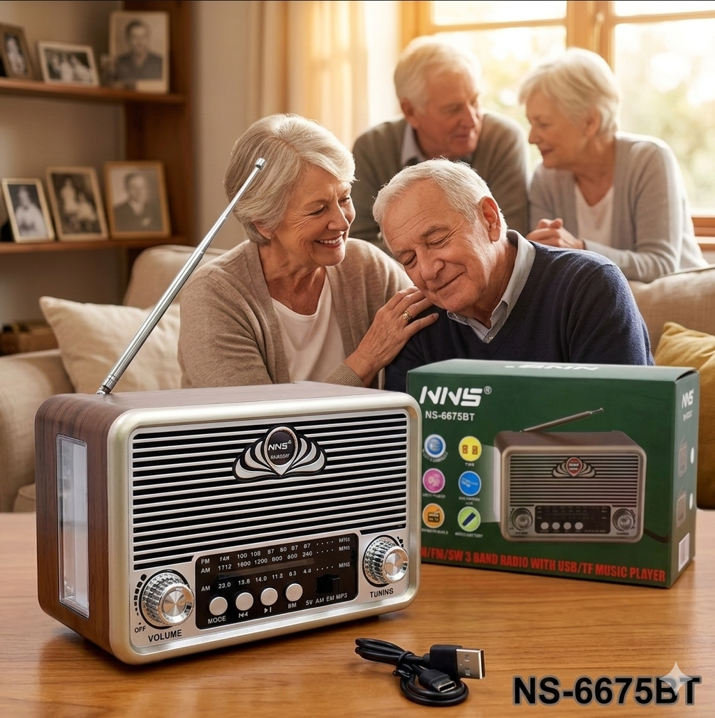 🔥 VINTAGE DRVENI BLUETOOTH RADIO NS-6675BT – SNAŽAN SUBWOOFER + FM/AM/SW RADIO 🔥