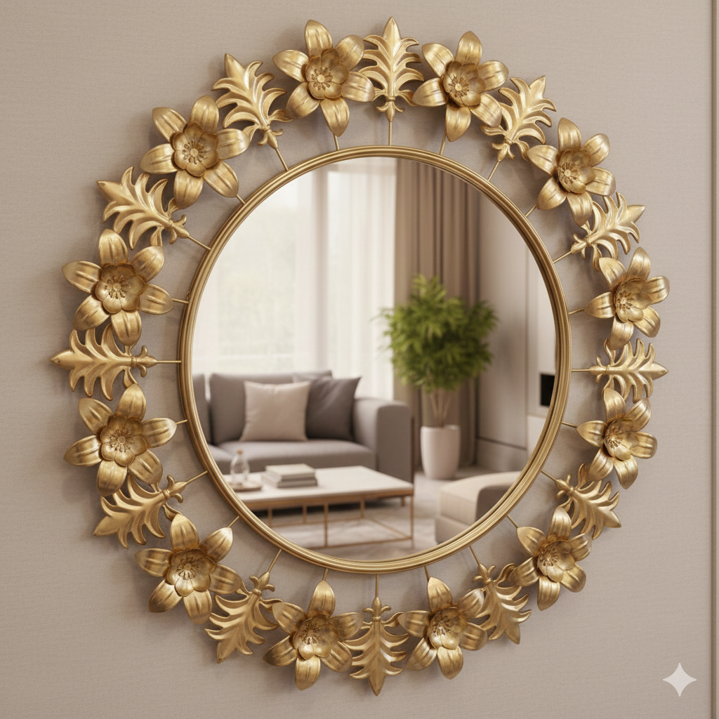 🪞 METALNO UKRASNO OGLEDALO – Ø 80 cm