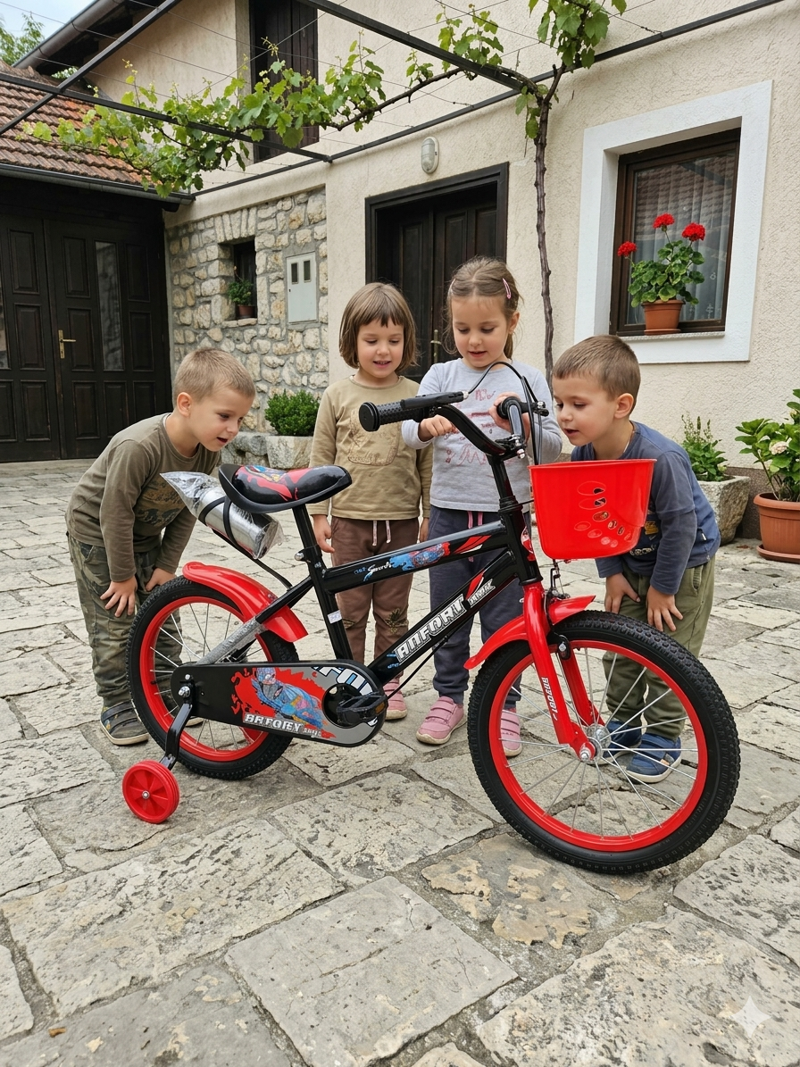 🚲 Dječije biciklo 12" i 16" – Sa korpom, pomoćnim točkovima i flašicom za vodu