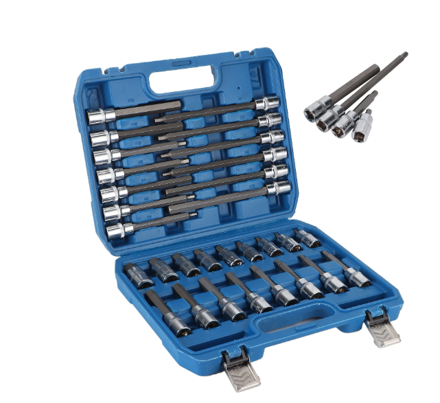 🔧🔥 SET IMBUS NASADNIH KLJUČEVA 1/2″ – 30 KOM | EXTRA DUGI + KRATKI (Cr-V) 🔥🔧