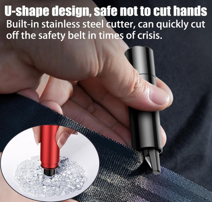 🔥 2u1 SIGURNOSNI ČEKIĆ ZA AUTO – RAZBIJAČ STAKLA + REZAČ POJASA 🔥