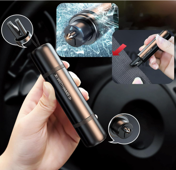 🔥 2u1 SIGURNOSNI ČEKIĆ ZA AUTO – RAZBIJAČ STAKLA + REZAČ POJASA 🔥