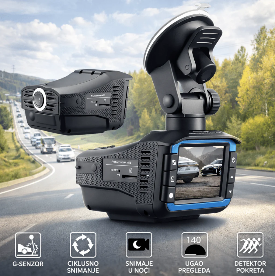 🔥 2u1 AUTO KAMERA + RADAR DETEKTOR – SIGURNOST I KONTROLA U VOŽNJI 🔥