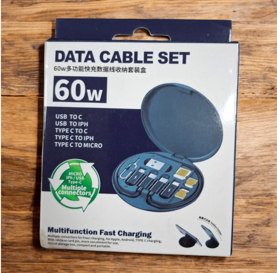 🔌 MULTIFUNKCIONALNA KUTIJA SA KABLOM – SVE U JEDNOM ZA VAŠ TELEFON 🔌 Data Cable Storage Box – Univerzalni kabl za sve telefone!