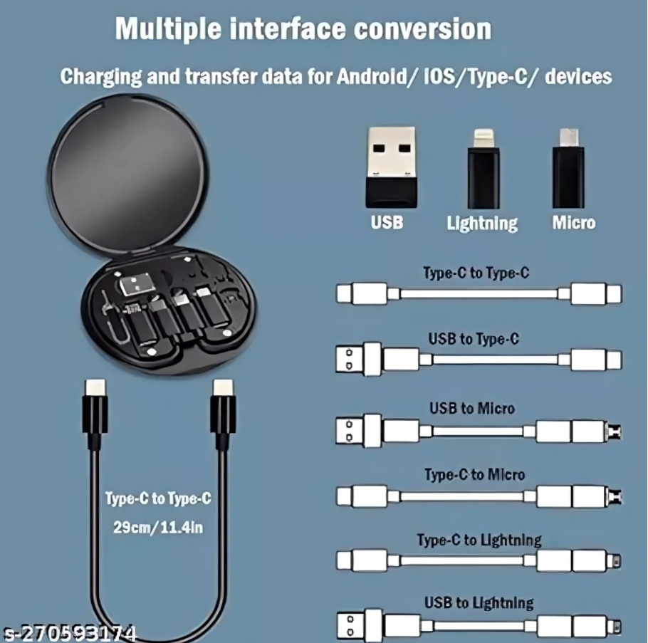 🔌 MULTIFUNKCIONALNA KUTIJA SA KABLOM – SVE U JEDNOM ZA VAŠ TELEFON 🔌 Data Cable Storage Box – Univerzalni kabl za sve telefone!