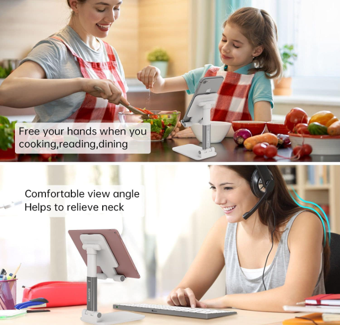 📱✨ SKLOPIVI ALUMINIJUMSKI DRŽAČ ZA TELEFON I TABLET – PODESIVA VISINA I UGAO