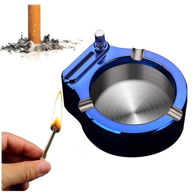 🔥🚬 RETRO METALNA PEPELJARA SA UPALJAČEM – 2u1 LUKSUZNI DIZAJN