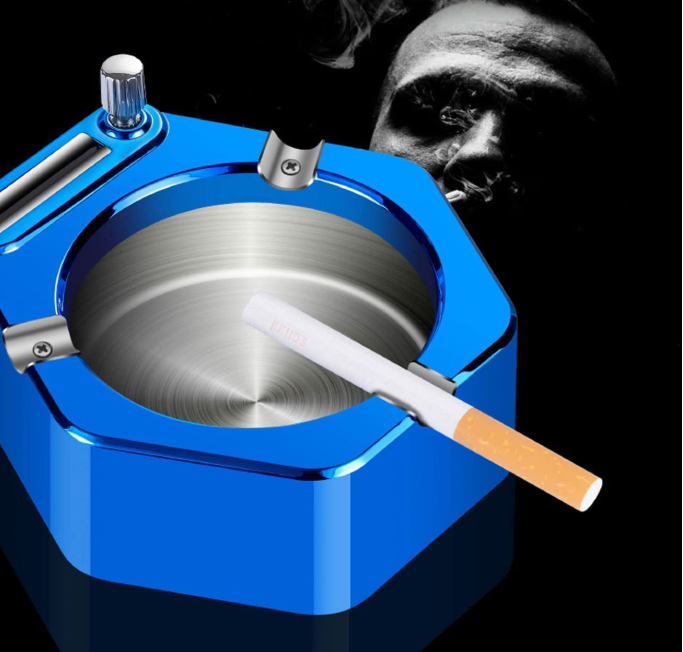 🔥🚬 RETRO METALNA PEPELJARA SA UPALJAČEM – 2u1 LUKSUZNI DIZAJN