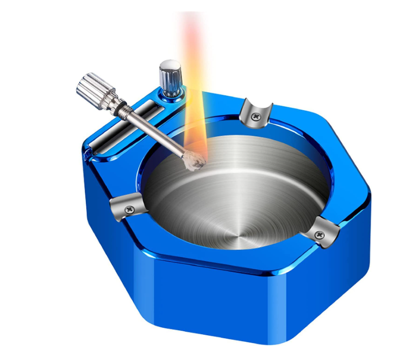 🔥🚬 RETRO METALNA PEPELJARA SA UPALJAČEM – 2u1 LUKSUZNI DIZAJN