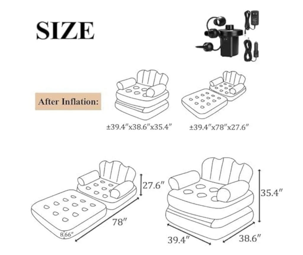 🛋️💨 2U1 NAPUHAVAJUĆA FOTELJA / SOFA – UDOBNOST GDJE GOD DA SI! 🔥