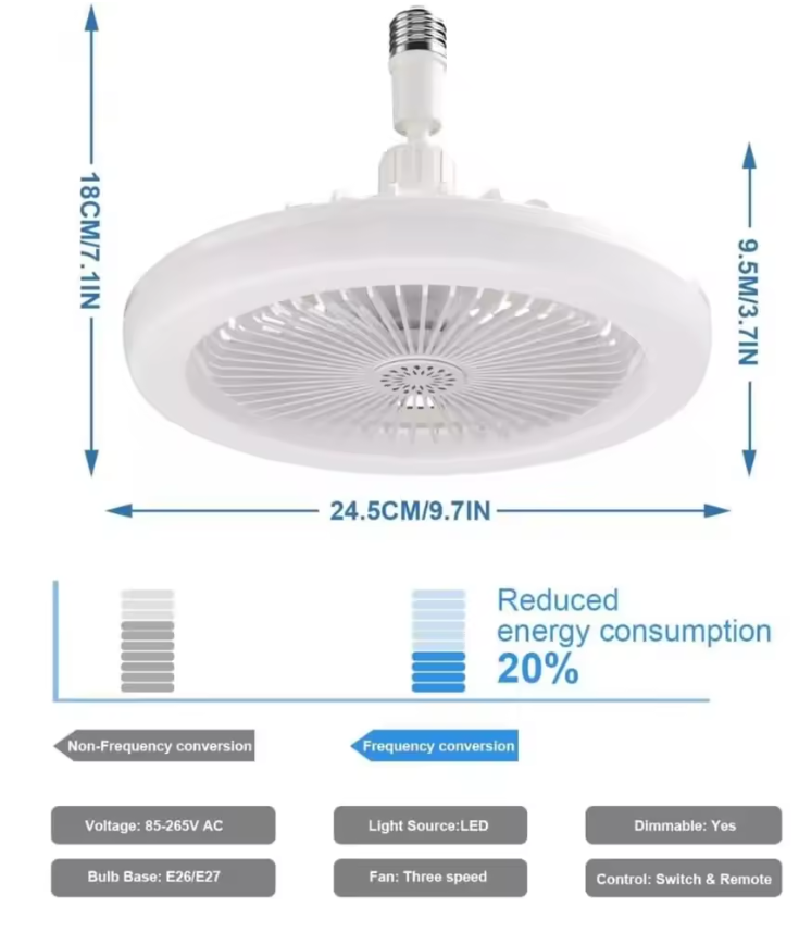 💡🌬️ MODERNI LED PLAFONSKI VENTILATOR – E27 SA DALJINSKIM! 🔥