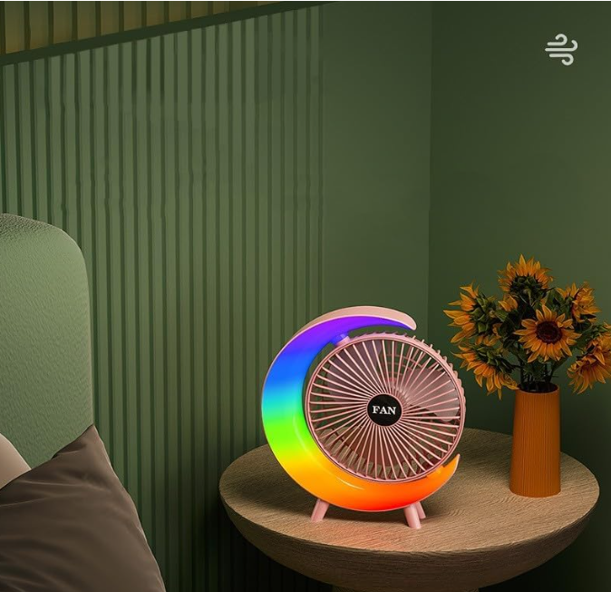 ❄️🌈 USB STOLNI VENTILATOR SA LED SVJETLIMA – TIH, SNAŽAN I PRENOSIV! 🔥