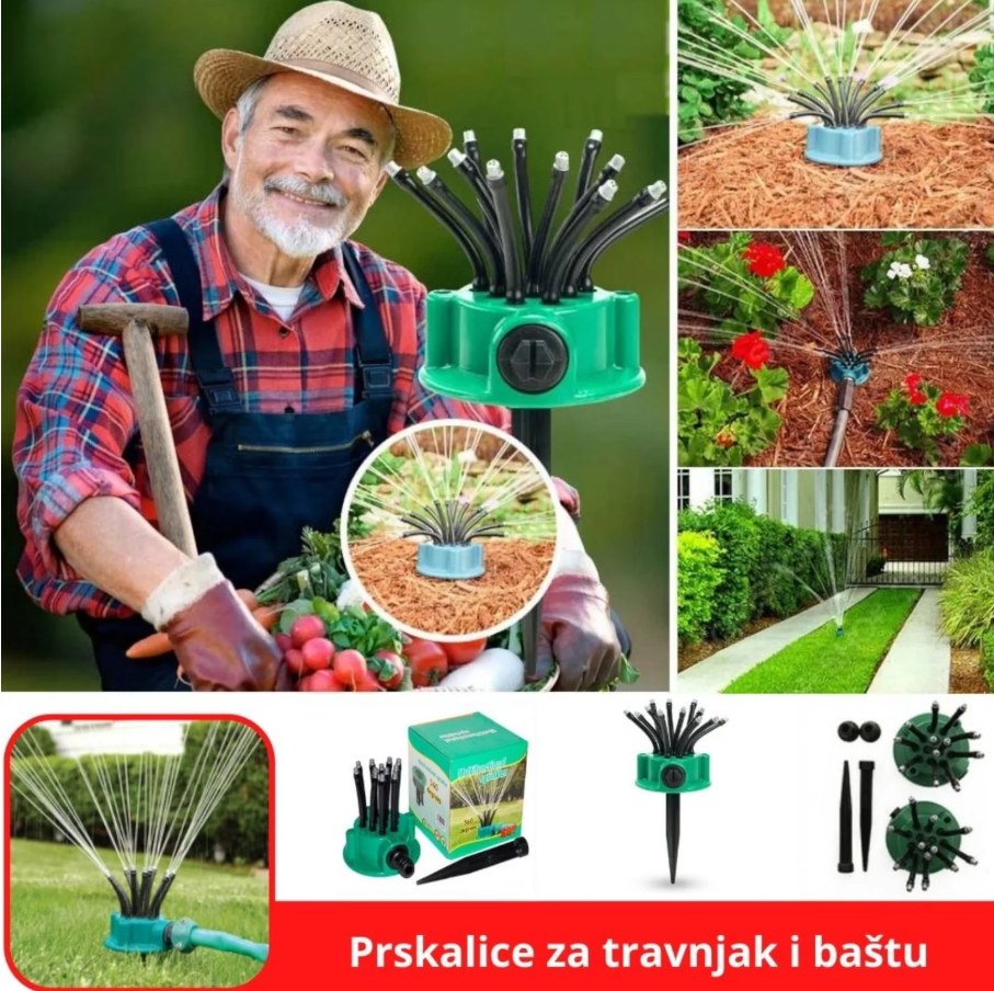 360° Rotirajuća Prskalica sa 12 Mlaznica – Automatsko Zalijevanje