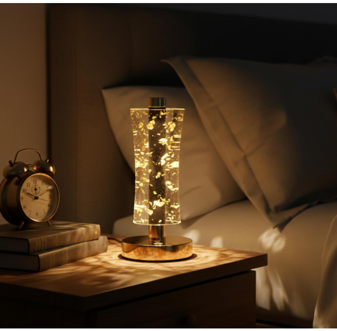 ✨💎 MODERN GOLD FLAKE CRYSTAL LED LAMPA – ELEGANCIJA KOJA OSVAJA NA PRVI POGLED!