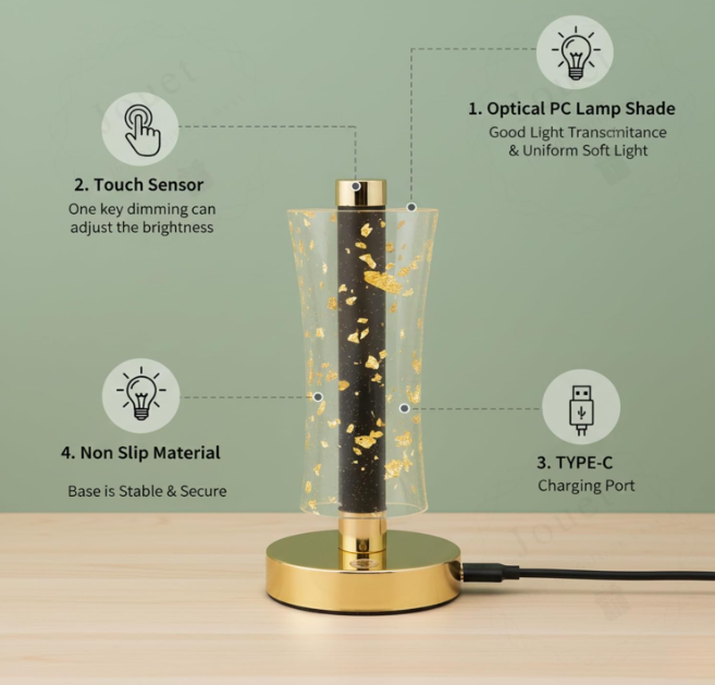 ✨💎 MODERN GOLD FLAKE CRYSTAL LED LAMPA – ELEGANCIJA KOJA OSVAJA NA PRVI POGLED!