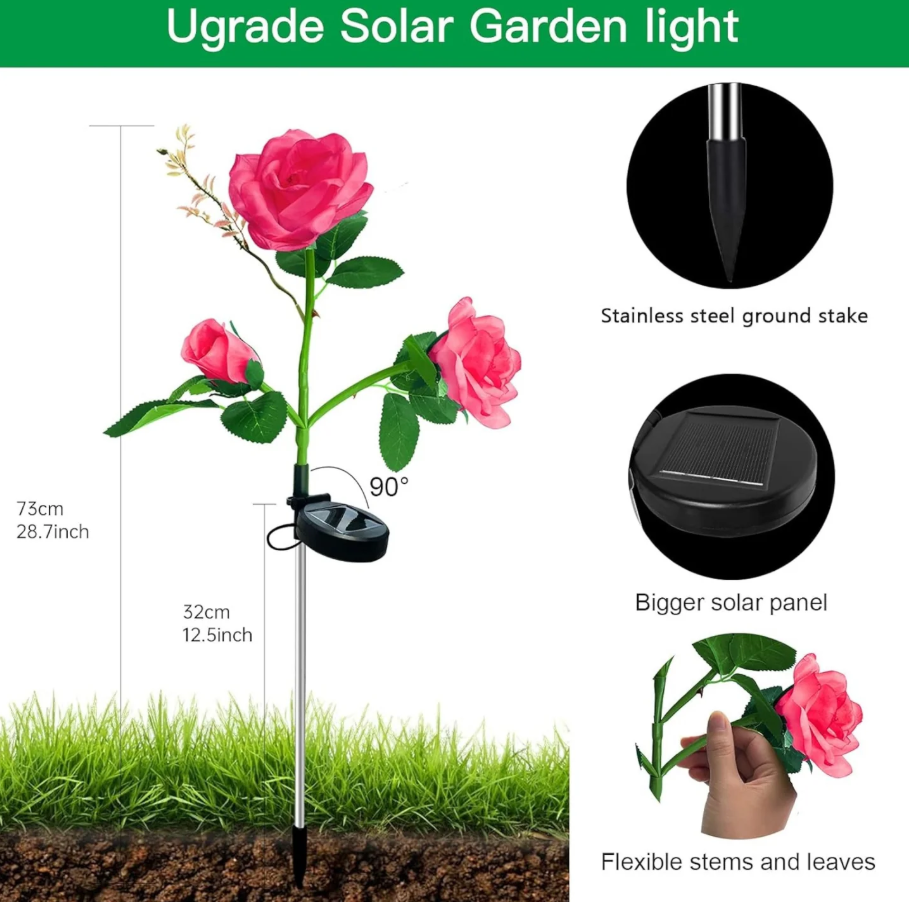 🌹✨ SOLARNE ROSE LED LAMPE (2 KOM) – ROMANTIČNO DVORIŠTE BEZ STRUJE!