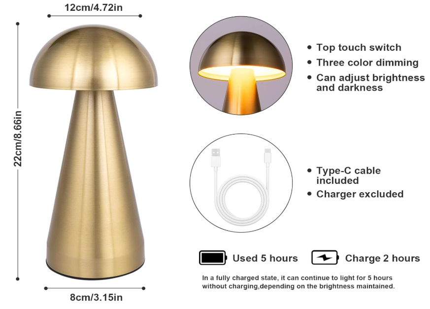 🍄✨ MUSHROOM LED LAMPA – BEŽIČNA ELEGANCIJA + TOUCH KONTROLA!