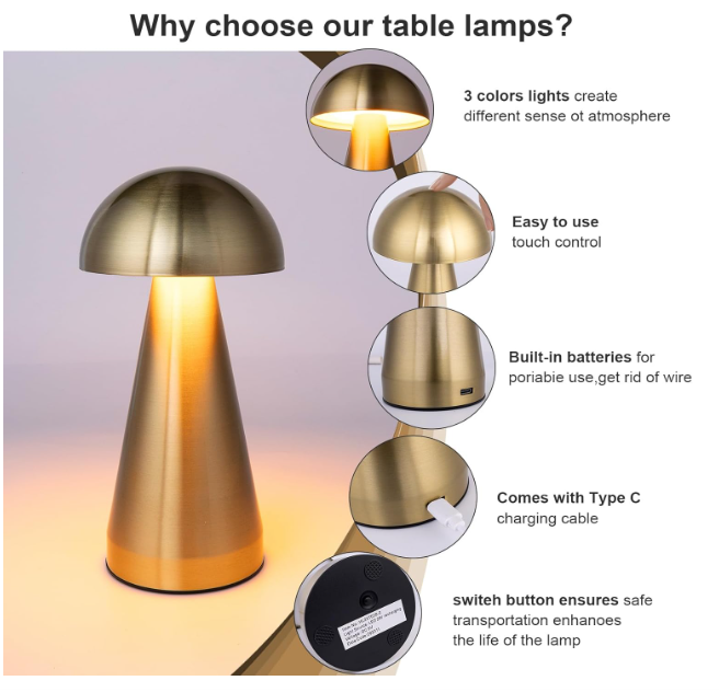 🍄✨ MUSHROOM LED LAMPA – BEŽIČNA ELEGANCIJA + TOUCH KONTROLA!