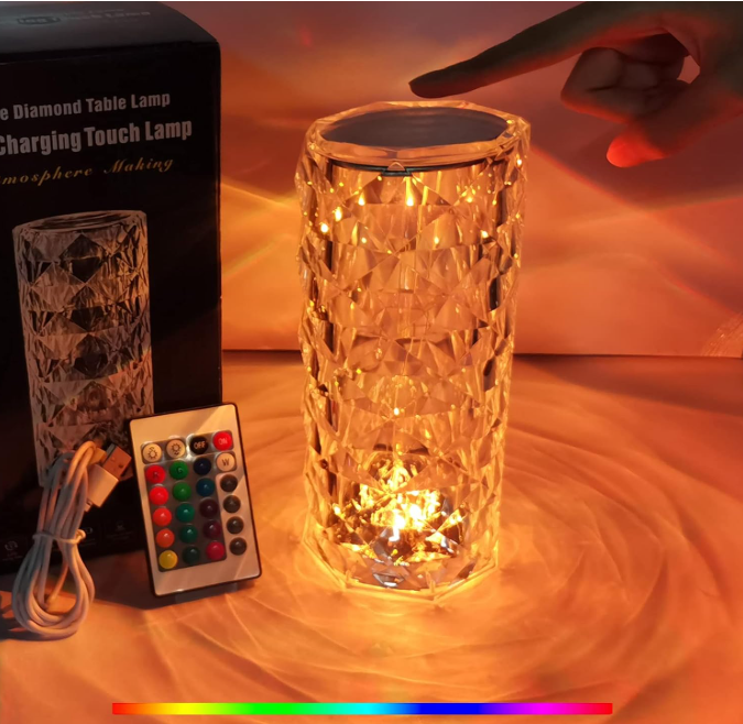 💎 ROSE CRYSTAL LED LAMPA – 16 BOJA 🌹