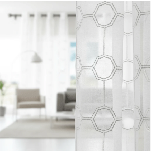 🔥 BIJELE ZAVJESE SA HEXAGON UZORKOM 140x240 cm – MODERAN LUKSUZ U VAŠEM DOMU! 🔥