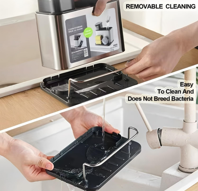 🍽️ 3u1 ORGANIZER ZA SUDOPER + DOZATOR SAPUNA (INOX)