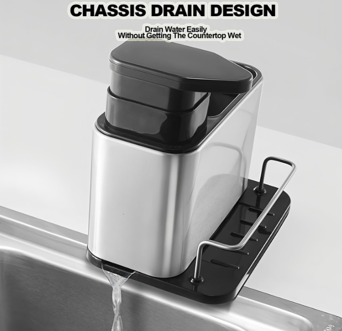 🍽️ 3u1 ORGANIZER ZA SUDOPER + DOZATOR SAPUNA (INOX)